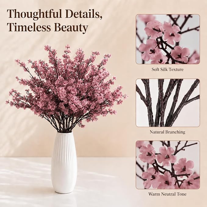 Mandy's 6 Bundles Artificial Dusty Pink Baby’s Breath Flowers | 18.5 Inch Silk - Image 4