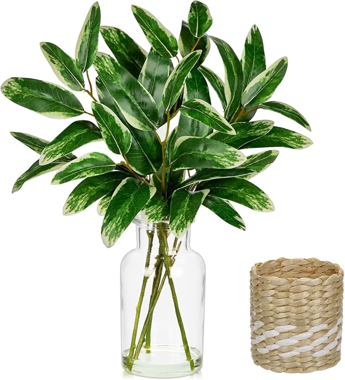 Real Touch Faux Eucalyptus Stems in Vase by VillaComo