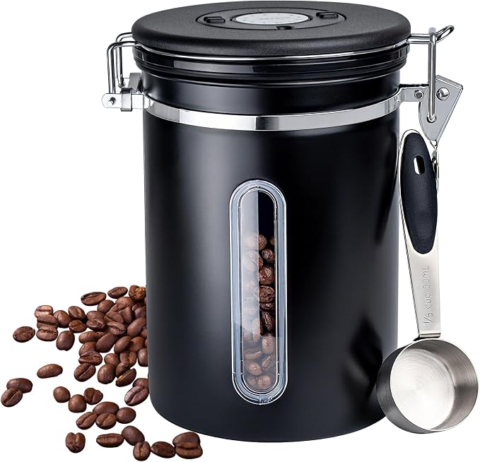 22oz Black Airtight Coffee Canister by Rixordd