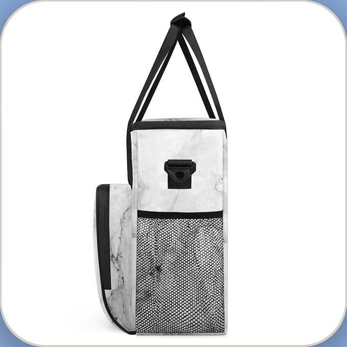 Marble Gray Coffee Maker Carring Bag, Large Insulated Storage Organizer Case - Image 4