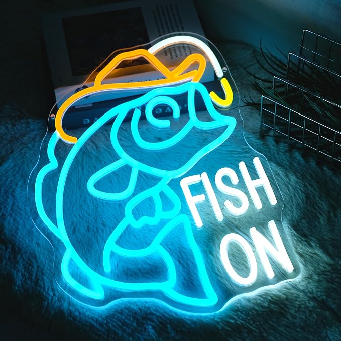 Fish On Neon Sign Dimmable Go Fishing Neon Light Sign - Image 6