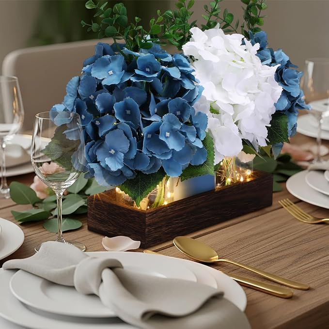 Suncalla 3 Pcs Blue Hydrangea Centerpiece - Image 3