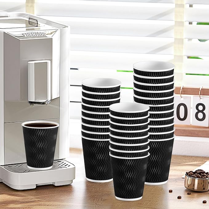Lamosi Coffee Cups 12 oz 500 Pack, Corrugated Paper Cups 12 oz, Ripple Wall - Image 7