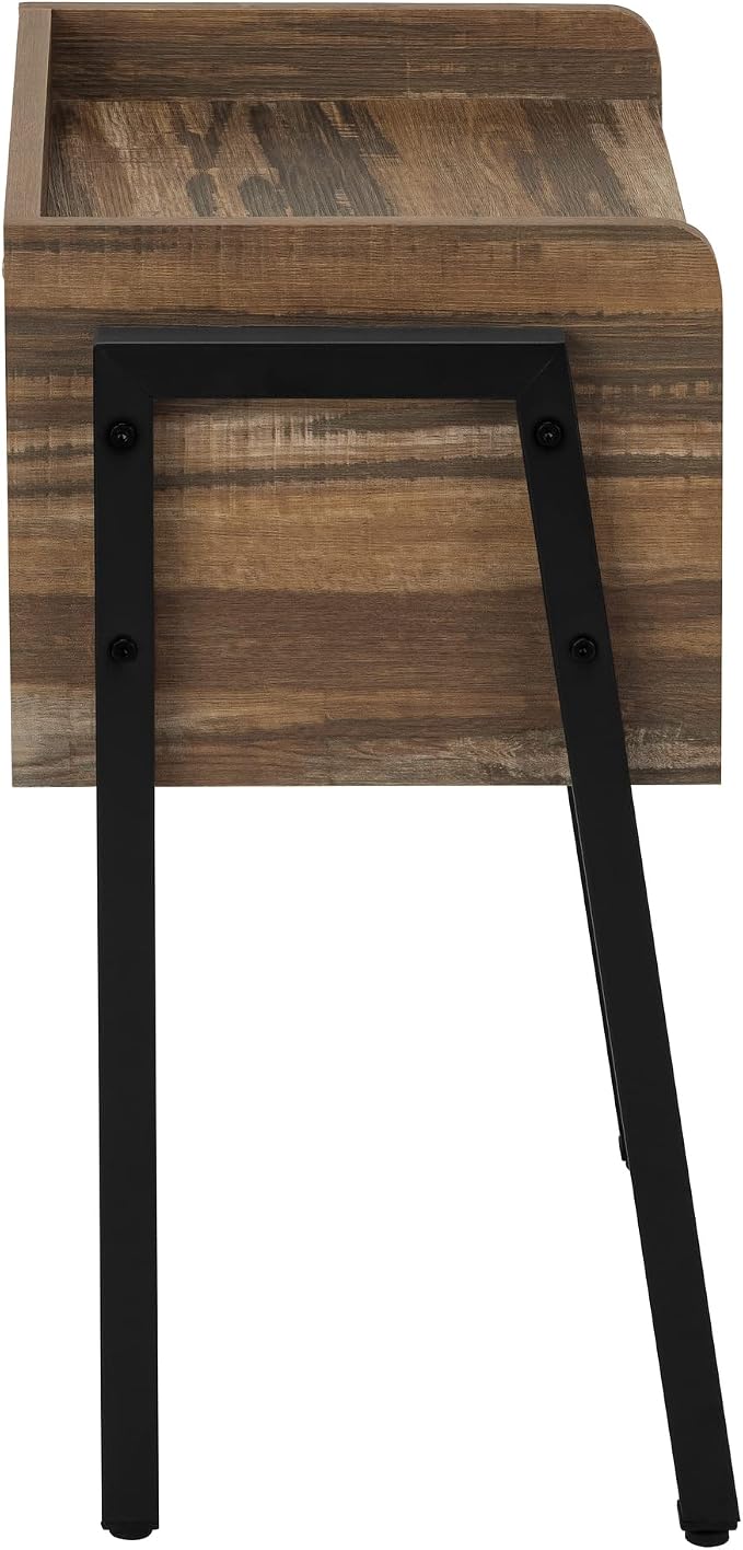 Brown End Table with Storage Cubby and Tray-Style Top, 18.5 Inch Rectangular - Image 6