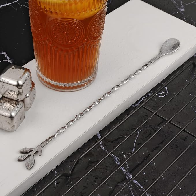 AnSaw Silver 10-Inch Stainless Steel Cocktail Spoon - Image 4