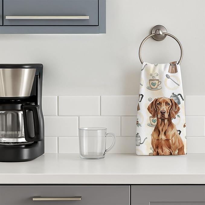 Caroline's Treasures Liver Pointer Coffee Bar Kitchen Towel Velour Plush Front - Image 3