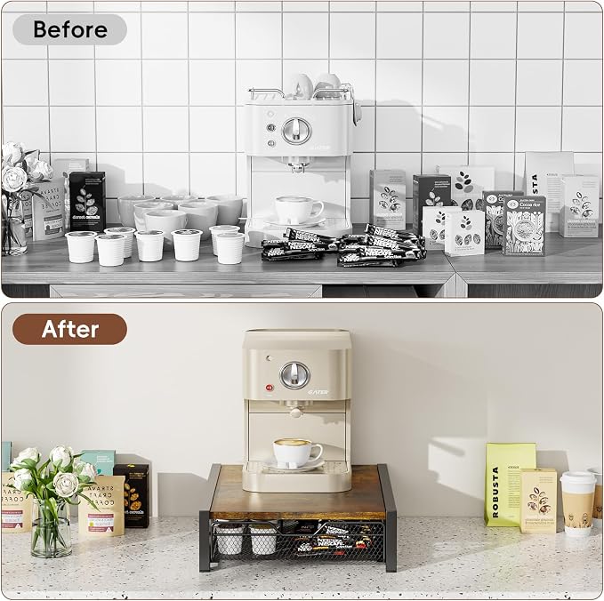 KLM Coffee Pod Holder for Keuring K-Cup, Rustic Brown Counter Storage Organizer - Image 6