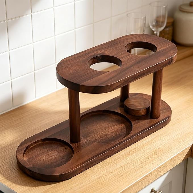 Pour Over Coffee Station, Solid Wood Coffee Dripper Stand, Elevated Brewing by Yechiry