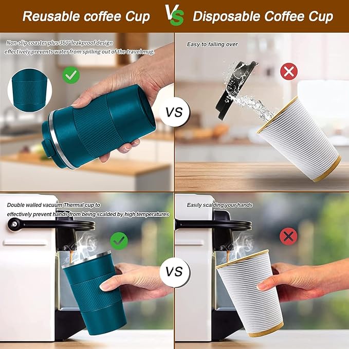 YINBAOGE Insulated Travel Coffee Mug, Spill & Leak Proof, Portable To Go - Image 5