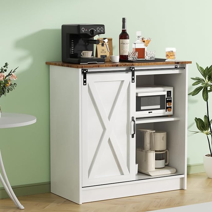 Farmhouse Coffee Bar Cabinet, Coffee Bar Table by SOFTLYNICE