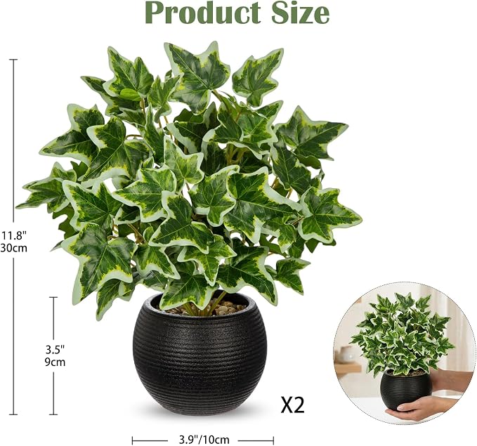 2 Packs Artificial Plants in Black Pot - Image 2