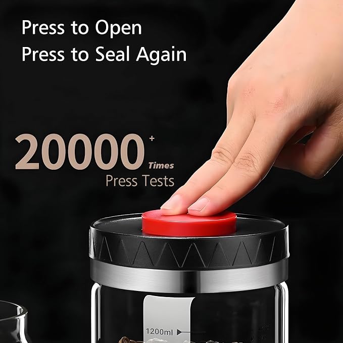 Airtight Coffee Canister – Top Push seal container, Thicker Borosilicate Glass - Image 5