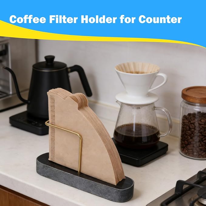 Coffee Filter Holder for Counter, Non-Slip Marble Base Cone Filter Stand for - Image 2