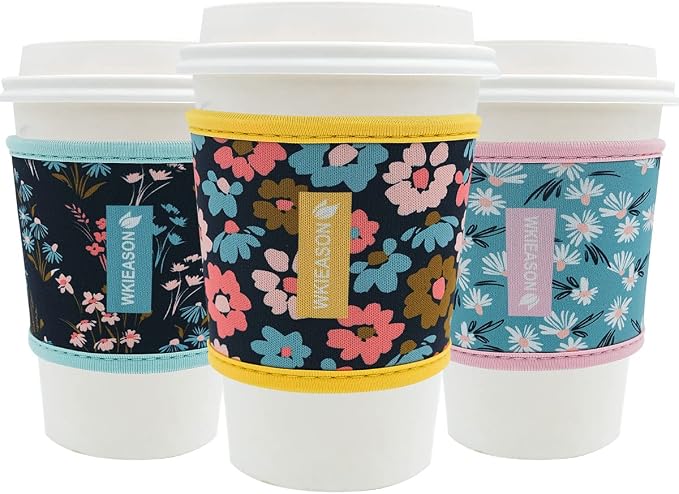 WK IEASON Reusable Hot Cup Insulator Sleeves Neoprene Hot Tea Cup Holder by WKIEASON