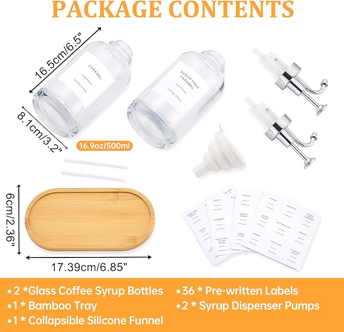Coffee Syrup Dispenser Coffee Bar Accessories 16.9 oz Syrup Dispenser - Image 3