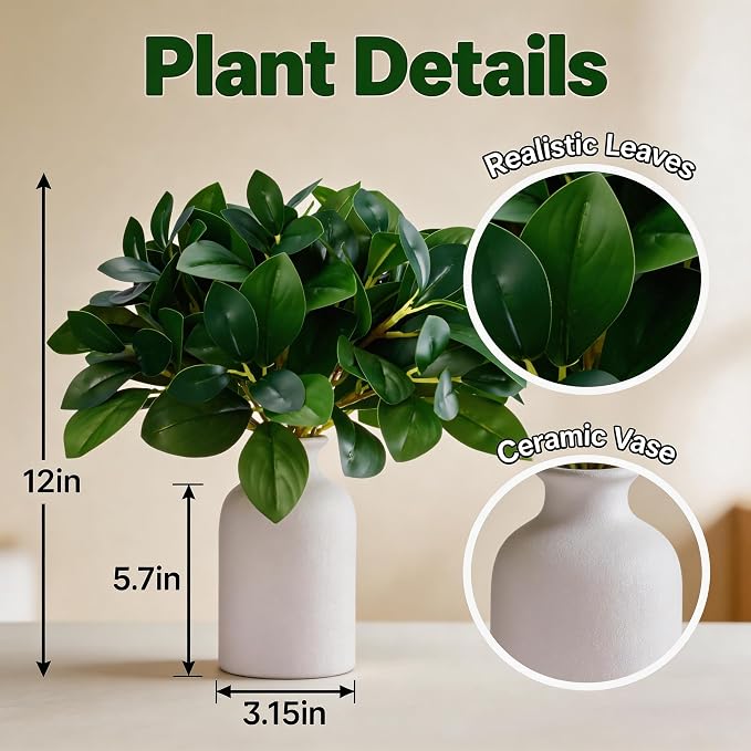 12 Inch Artificial Plant Indoor, Small Fake Plants Eucalyptus Stems - Image 3