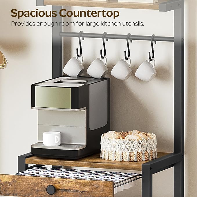 YATINEY Bakers Rack, 5-Tier Coffee Bar Station, Coffee Stand - Image 8