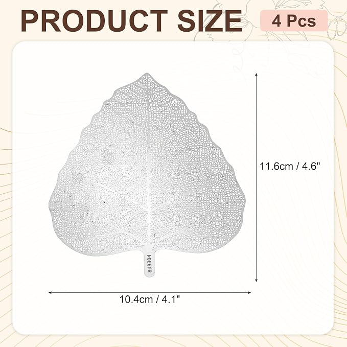 uxcell 4 Pcs Stainless Steel Drink Covers, Leaf Shape Wine Glass Covers - Image 2