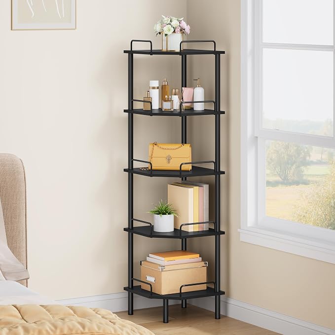 Tajsoon Corner Shelf Stand, 5 Tier Industrial Corner Shelves, Corner Shelving - Image 6