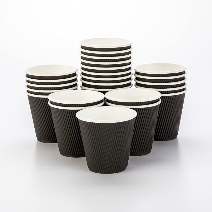 Restaurantware 8 Ounce Paper Coffee Cups, 25 Ripple Disposable Paper Cups - Image 2