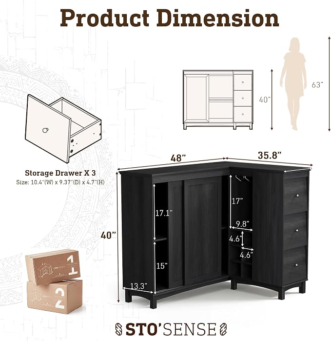 STO'SENSE Corner Bar Cabinet - Image 2