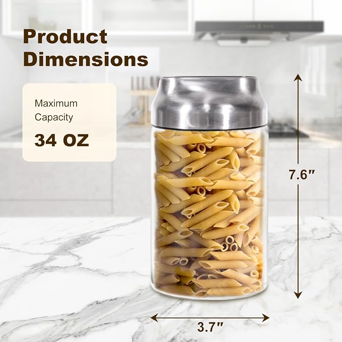 Aelga 34oz Glass Food Jars Canisters - Image 3