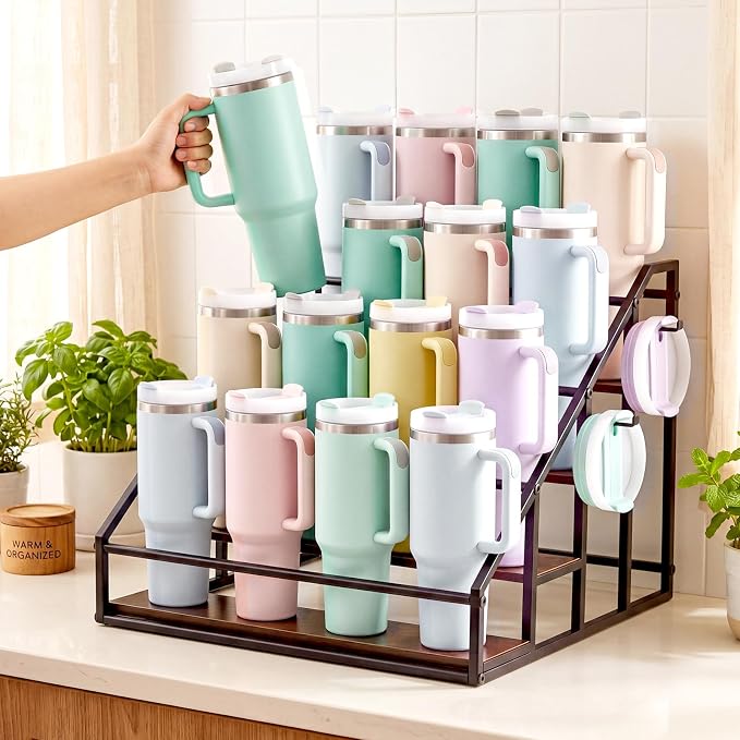Nuanchu 4 Tier Water Bottle Organizer, 40 oz Large Handled Tumbler Organizer - Image 6