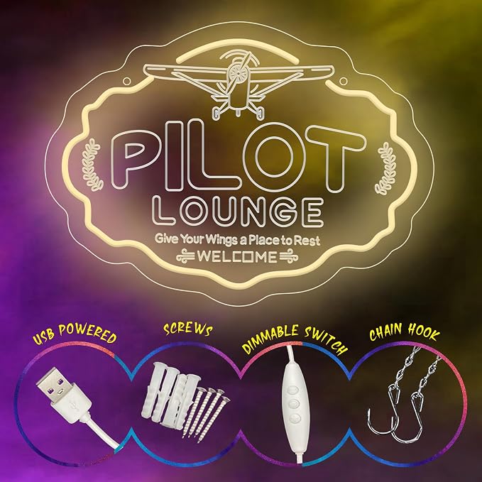 Pilot Neon Sign For Room Wall Decor, Pilot Led Neon Light Airplane lovers Gifts - Image 4
