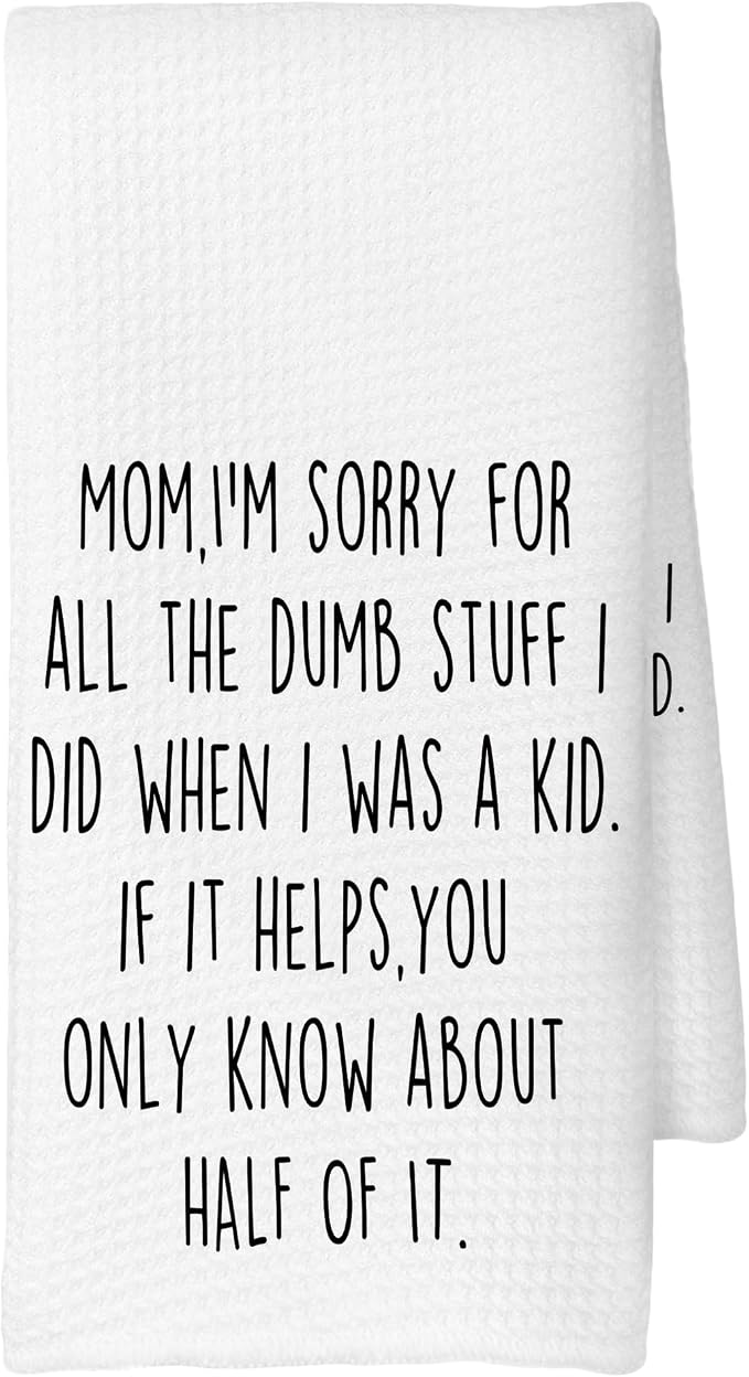 Funny Humorous Kitchen Towels, Adults Humor Gifts from Son Daughter Kids Dish by CUANFDDSF
