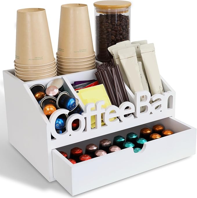Coffee Bar Organizer Countertop, Wood Coffee Station by ADDFITHOUSE