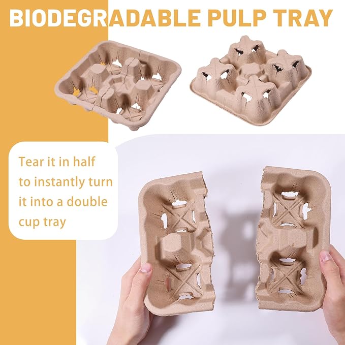 CHGCRAFT 30 Pcs 4 Cup Drink Carrier Drink Cup Holder Coffee Take Out Trays - Image 4