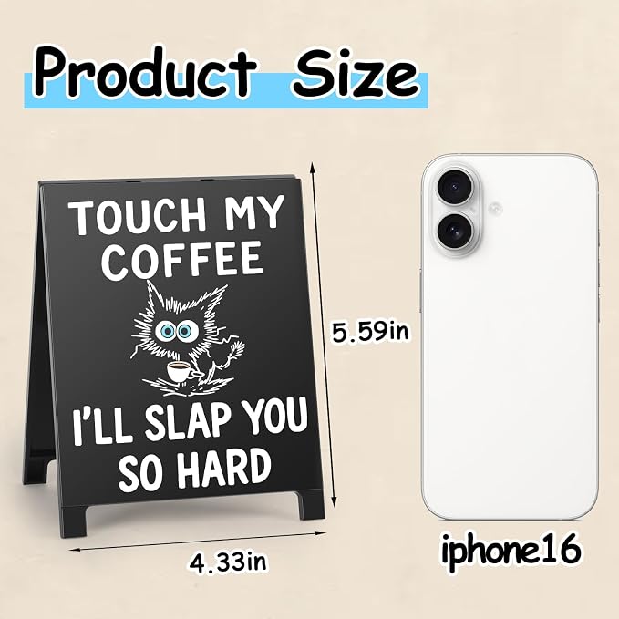 Touch My Coffee I'll Slap You so Hard Funny Desk Sign Black Board Style Coffee - Image 2