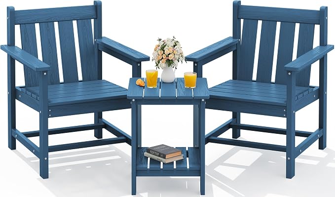 SEWRWALL Patio Furniture Set, HDPE Material All Weather Use Adirondack Chair Set - Image 2