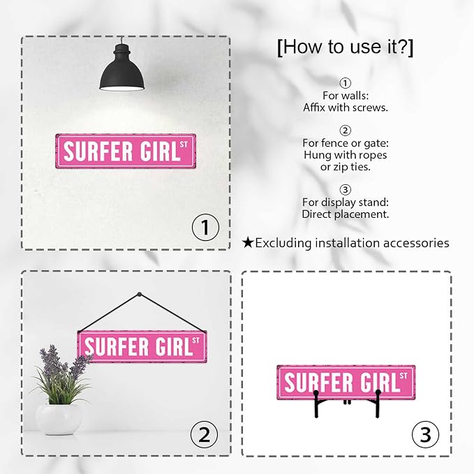 Surfer Girl St Tin Sign Vintage Metal Sign Retro Wall Art Poster Rustic Hanging - Image 3