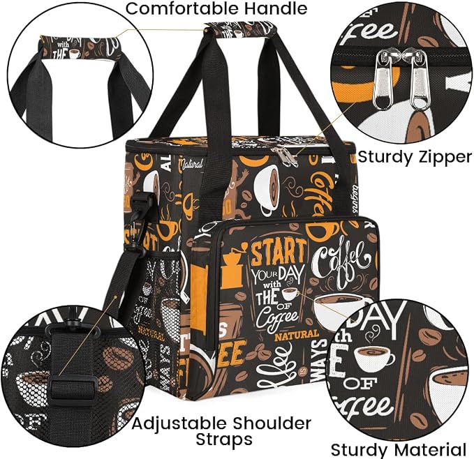 coffee beans cup yellow Coffee Maker Carring Bag Travel Carrying Storage Tote - Image 6