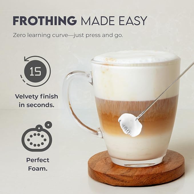 Zulay Kitchen Powerful Milk Frother AA Batteries Included – Ultra Fast Handheld - Image 2