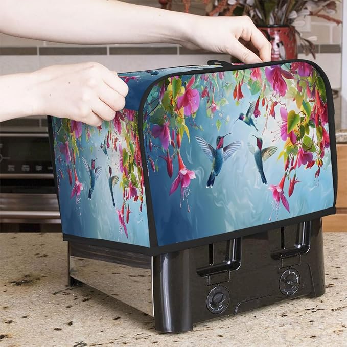 Tropical Flower Hummingbird Toaster Cover 4 Slice Wide Slot Washable Appliance - Image 7