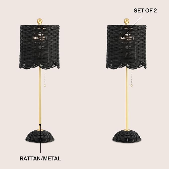 JONATHAN Y 27.5" Black/Brass Gold Coastal Buffet Table Lamp Set of 2 - Image 3