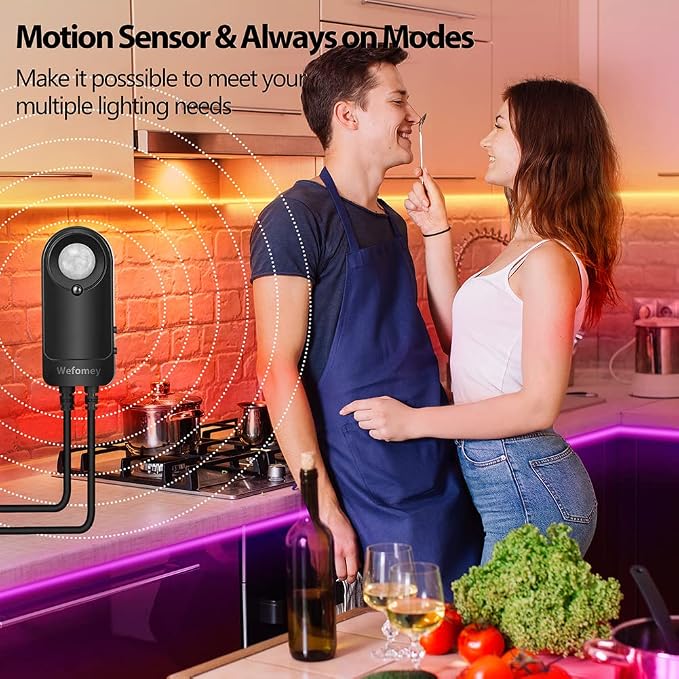 8 PCS RGB Under Cabinet Lighting Kit, 12v Motion Sensor LED Light Strip - Image 2