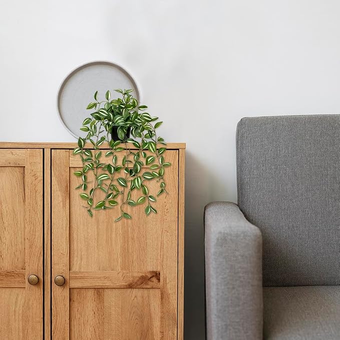 2 Pack Fake Hanging Plants for Shelf in Back Pot, Small Artificial Hanging Ivy - Image 6
