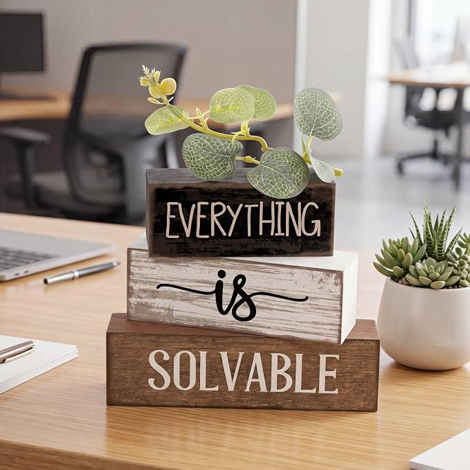 Lineshading 4 Pcs Inspirational Farmhouse Table Decor Rustic Wooden Stacked - Image 5