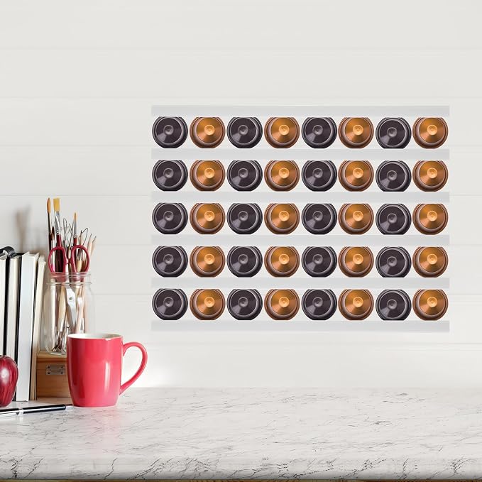 6pcs Adhesive Coffee Capsules Holder Wall Mounted Plastic Storage Rack - Image 9