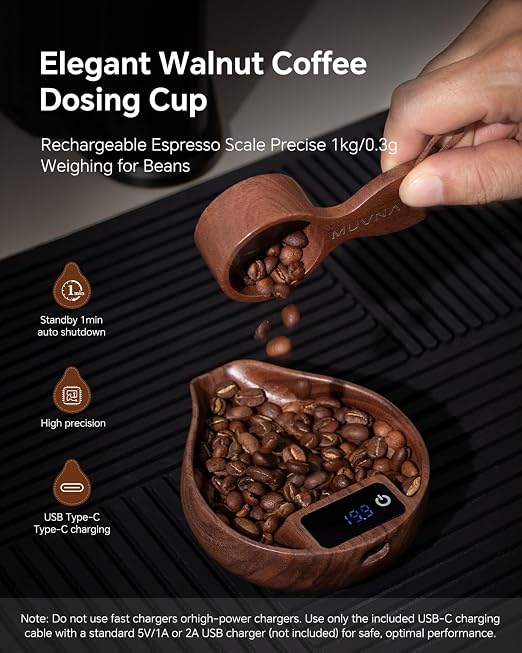 Walnut Coffee Bean Scale & Spoon - Image 2