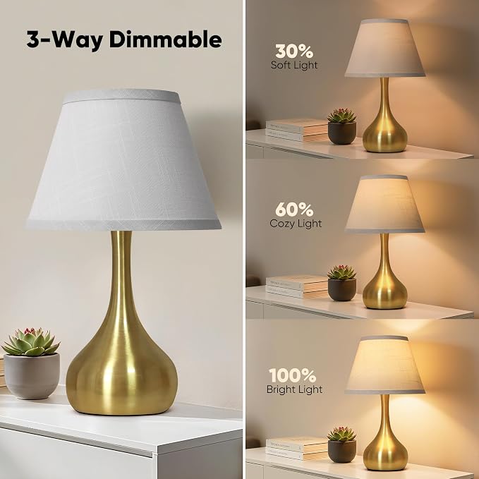 Touch Table Lamp for Bedroom Set of 2, 3-Way Dimmable Bedside Lamp for - Image 3