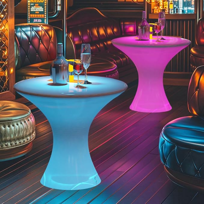 CECER 18" LED Cocktail Table，Rechargeable Light Up Furniture by CECER