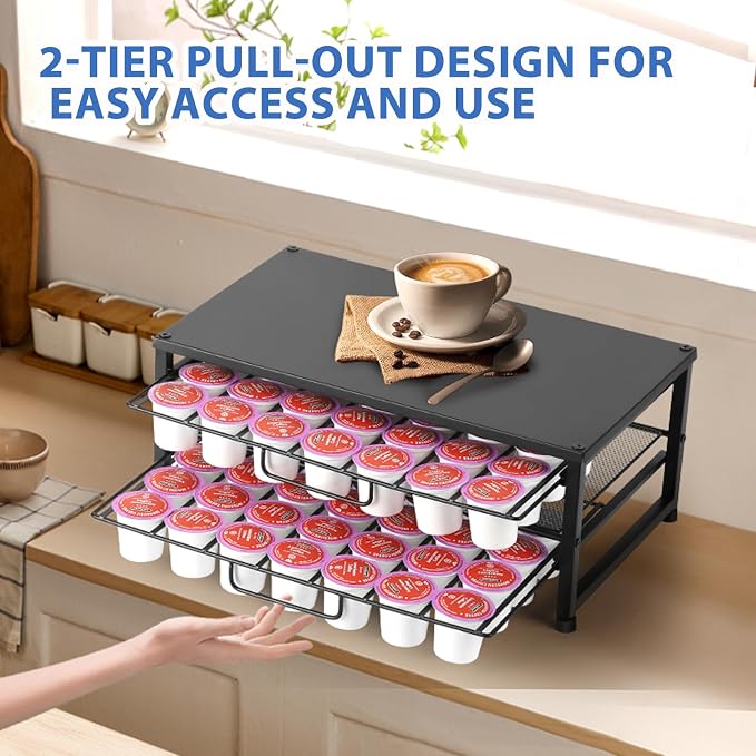 ECOLOVI K Cup Holder Organizer for 70 Pods, 2-Tier Coffee Pod Holder for K-Cup - Image 5
