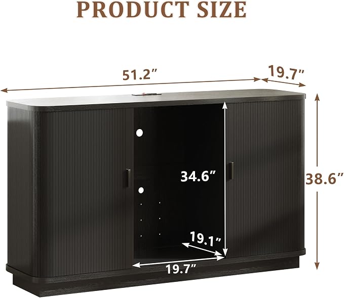 Coffee Bar Cabinet with Fridge Space, Liquor Wine Bar Cabinets with Wine Rack - Image 2