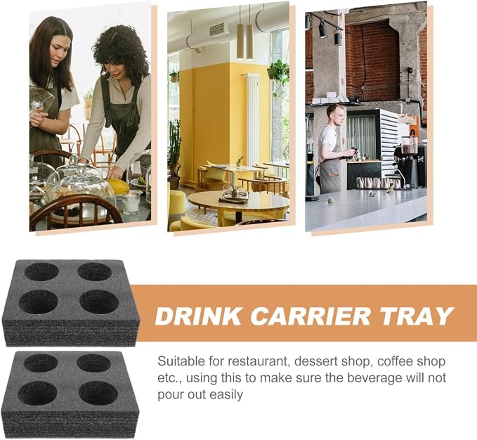 Takeout Coffee Cup Bottle Carrier: 2Pcs Black Takeout Cup Holders Foam- Hot or - Image 6