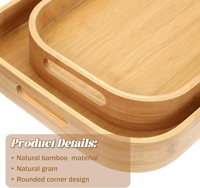 2 Pack Bamboo Serving Trays - Image 3