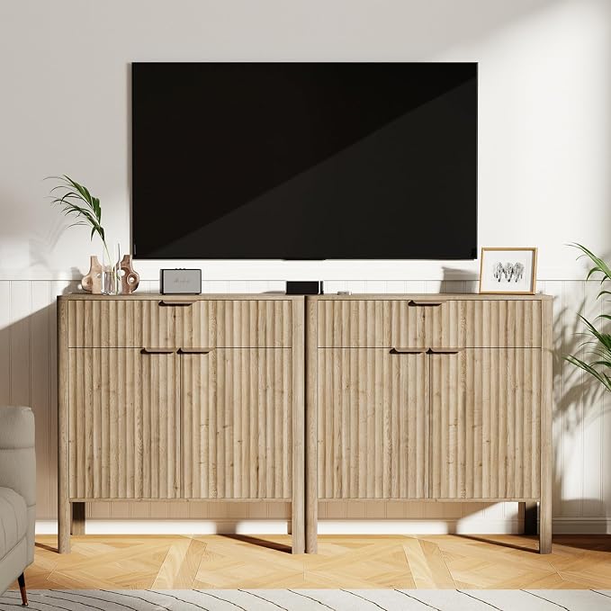 Fluted Buffet Cabinet with Storage - Image 4